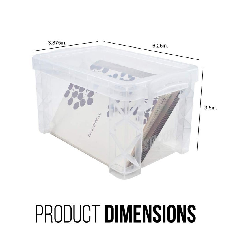 Advantus 40307 Super Stacker Storage Boxes, Hold 400 3 x 5 Cards, Plastic, Clear - Image 3
